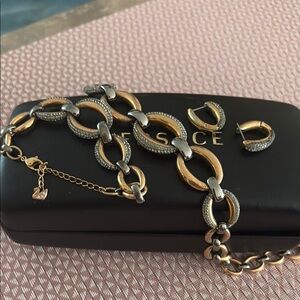 Swarovski Rose Gold and Silver Jewelry Set- Used- Good Condition- mid 2000s